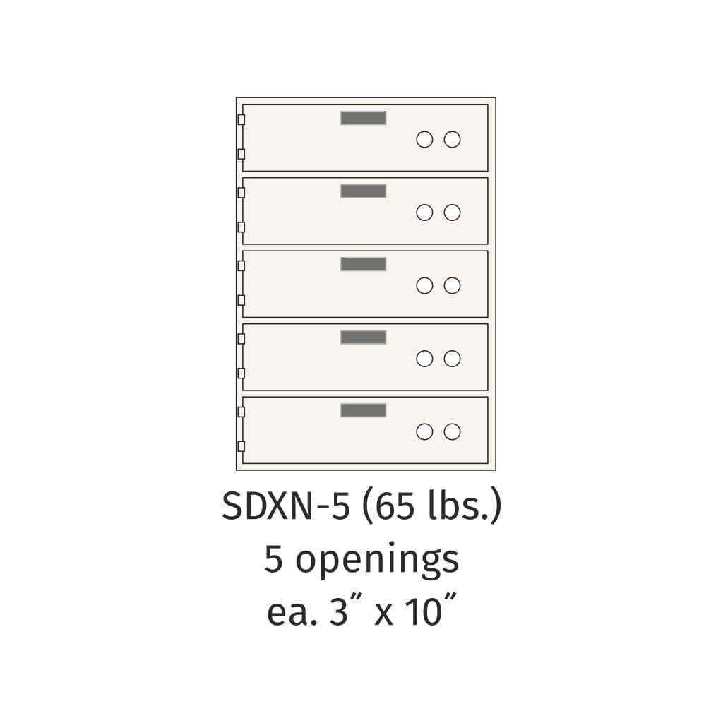 SoCal Bridgeman SDXN-5 Modular Safe Deposit Boxes | 5 x [3&quot;x10&quot;] Security Boxes