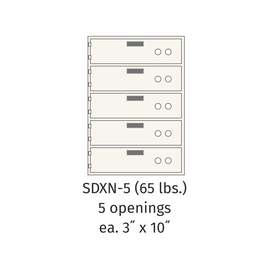 SoCal Bridgeman SDXN-5 Modular Safe Deposit Boxes | 5 x [3"x10"] Security Boxes