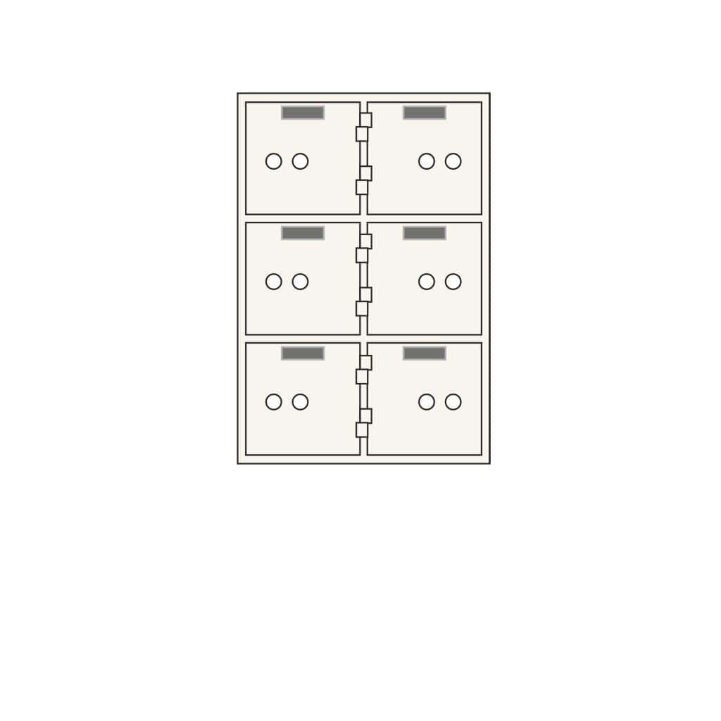 SoCal Bridgeman SDXN-6 Modular Safe Deposit Boxes | 6 x [5"x5"] Security Boxes