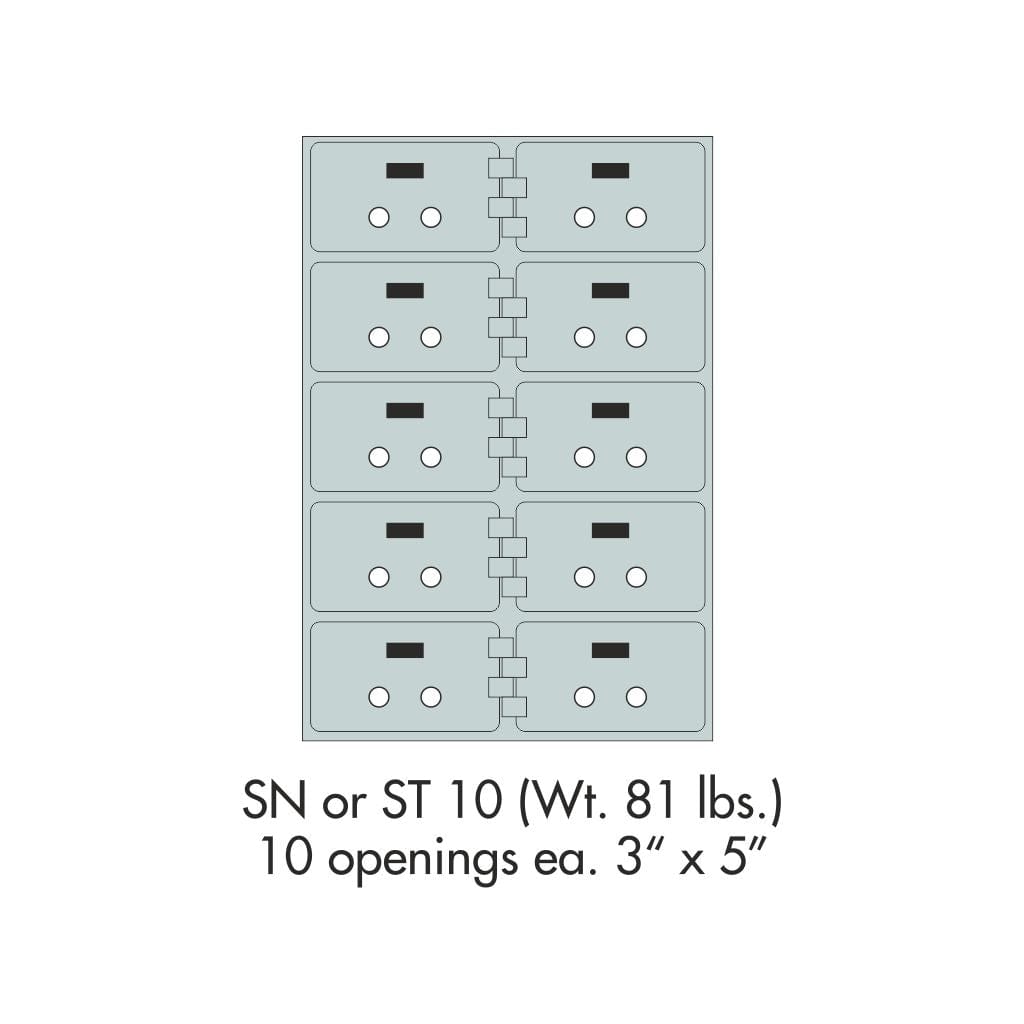 SoCal Bridgeman SN-10 Modular Safe Deposit Boxes | 10 x [3"x5"] Security Boxes