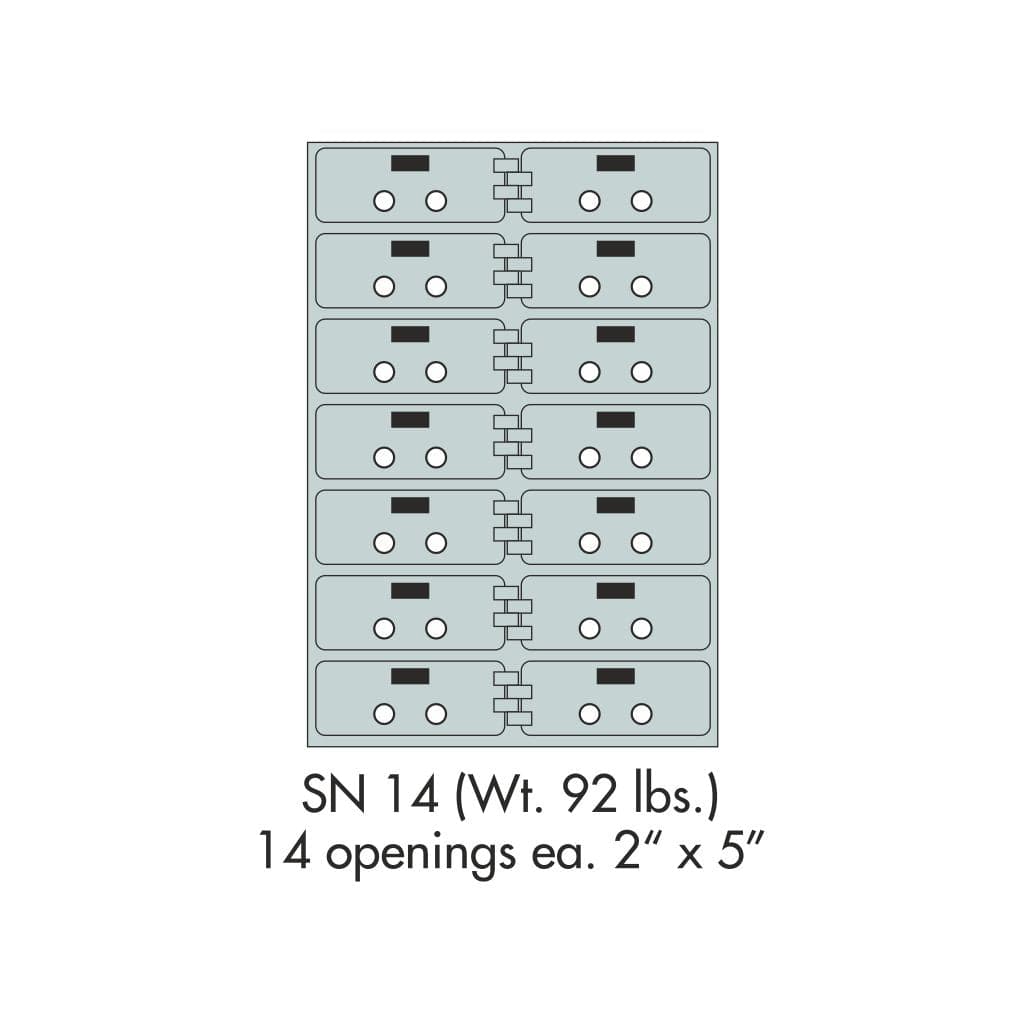 SoCal Bridgeman SN-14 Modular Safe Deposit Boxes | 14 x [2&quot;x5&quot;] Security Boxes