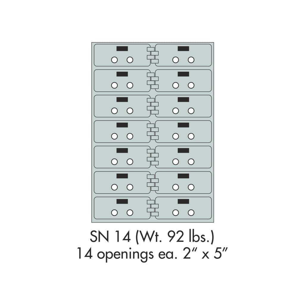 SoCal Bridgeman SN-14 Modular Safe Deposit Boxes | 14 x [2"x5"] Security Boxes