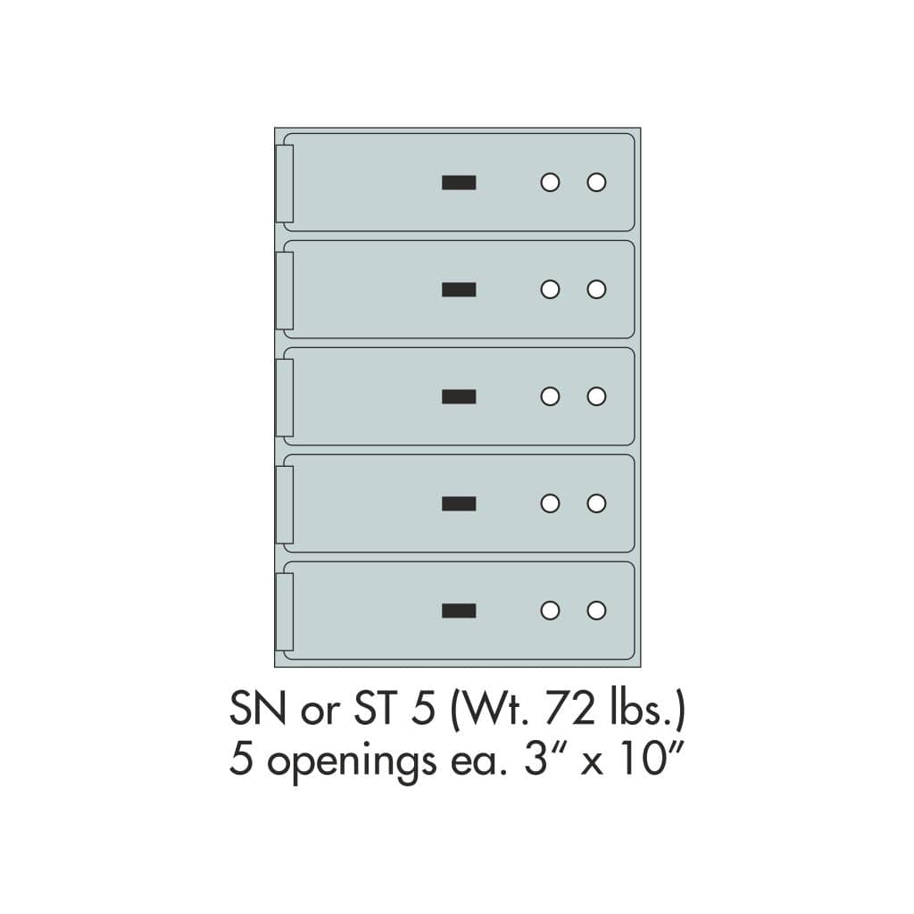 SoCal Bridgeman SN-5 Modular Safe Deposit Boxes | 5 x [3&quot;x10&quot;] Security Boxes