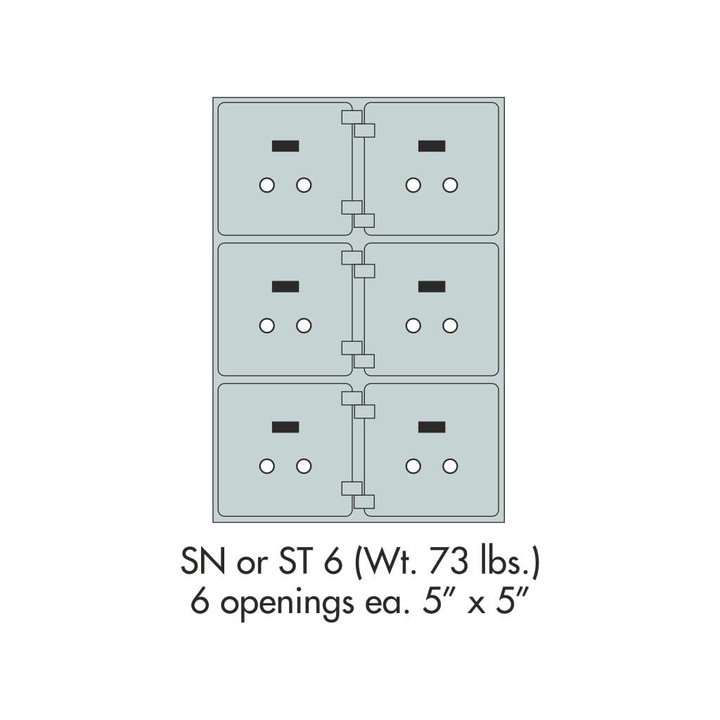 SoCal Bridgeman SN-6 Modular Safe Deposit Boxes | 6 x [5&quot;x5&quot;] Security Boxes