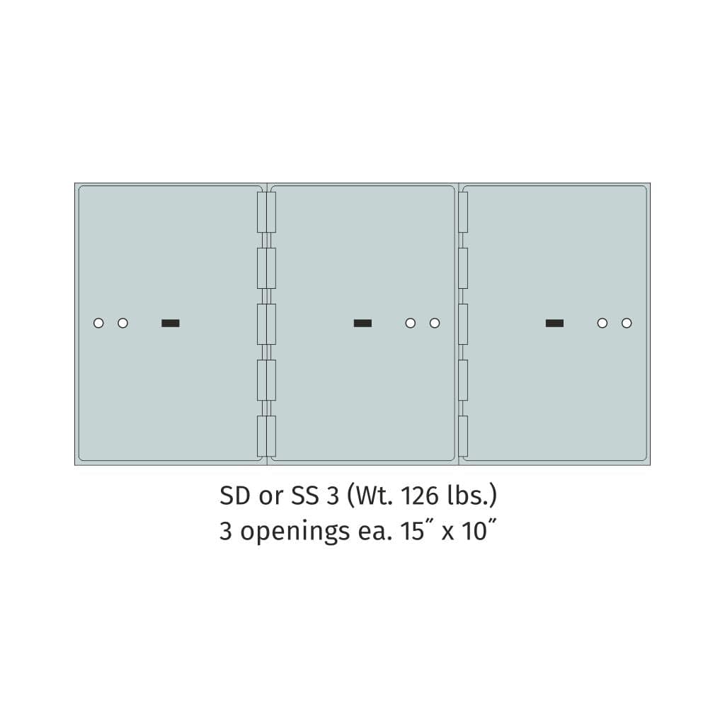 SoCal Bridgeman SS-3 Modular Safe Deposit Boxes | 3 x [15"x10"] Security Boxes