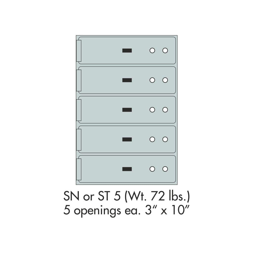 SoCal Bridgeman ST-5 Modular Safe Deposit Boxes | 5 x [3"x10"] Security Boxes