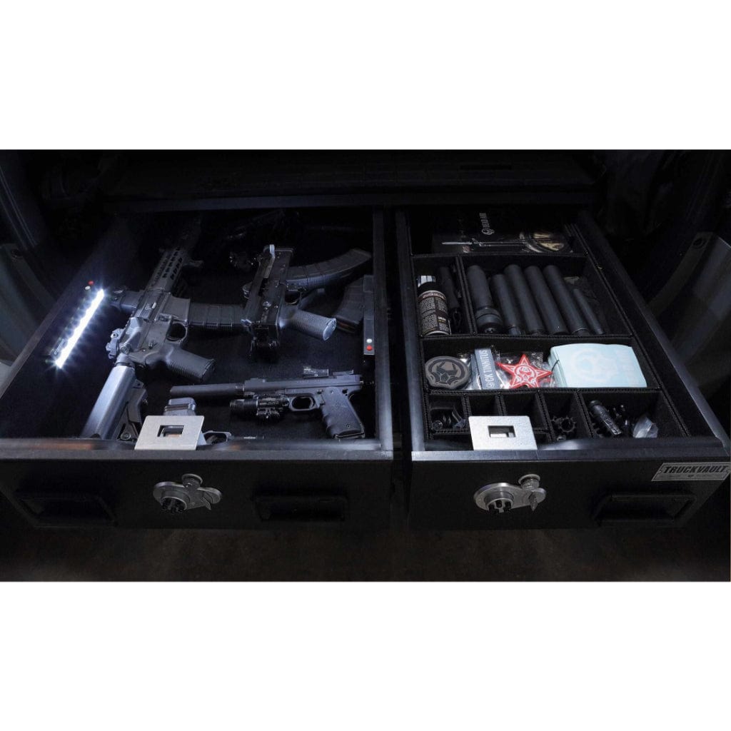 TruckVault 2 Drawer Offset Base Line for Chevrolet Tahoe (2015-Current) | Combination Lock | 60-40 Split Drawers