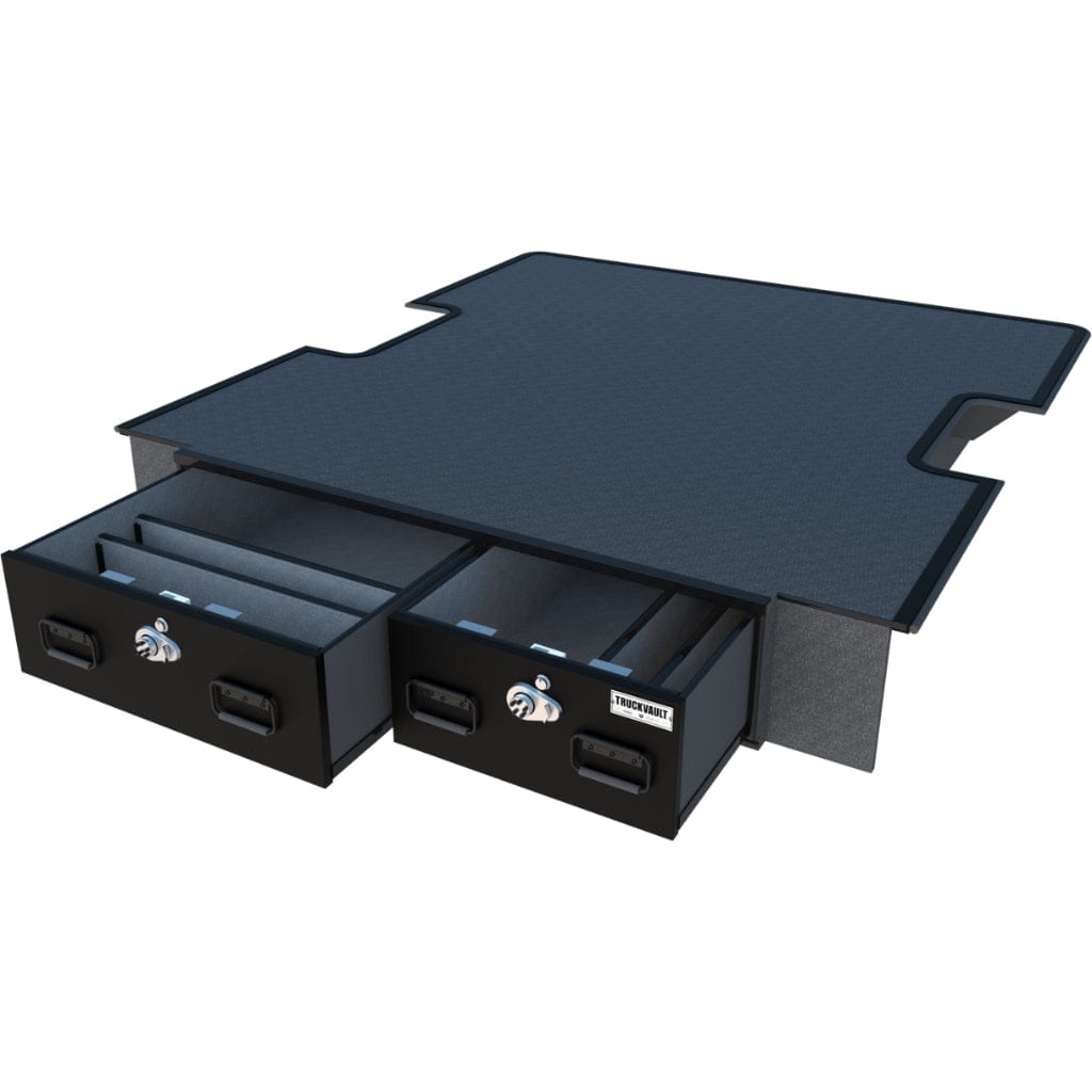 TruckVault 2 Drawer Offset Covered Bed Line for Chevrolet Silverado HD (2020-Current) | Combination Lock | 60-40 Split Drawers | 2000 lbs Top Load Capacity