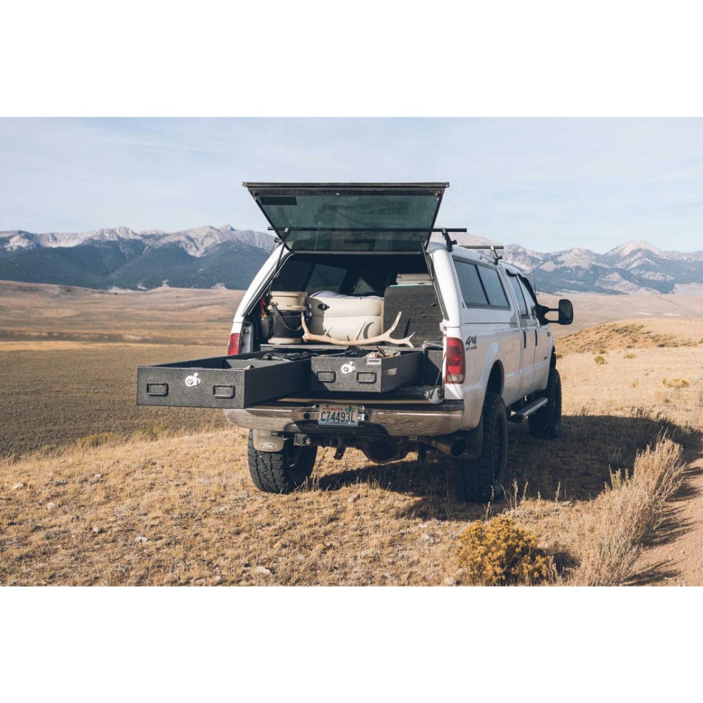 TruckVault 2 Drawer Offset Covered Bed Line for Ford Ranger (2019-Current) | Combination Lock | 60-40 Split Drawers | 2000 lbs Top Load Capacity