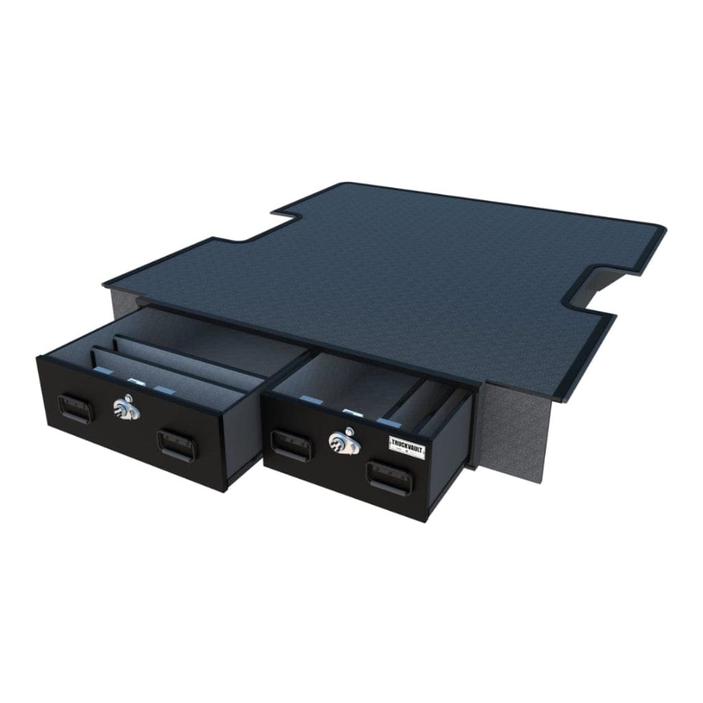TruckVault 2 Drawer Offset Covered Bed Line for GMC Canyon (2015-Current) | Combination Lock | 60-40 Split Drawers | 2000 lbs Top Load Capacity