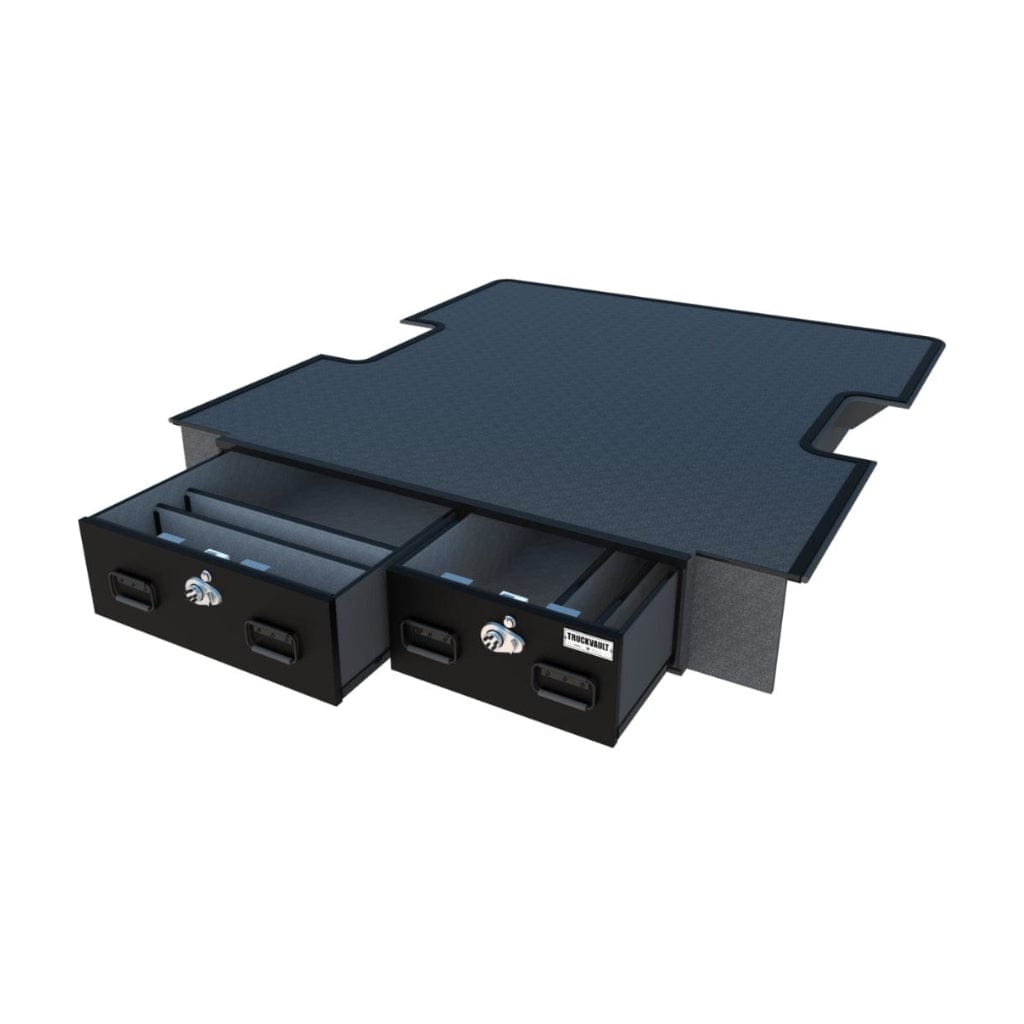 TruckVault 2 Drawer Offset Covered Bed Line for Jeep Gladiator (2020-Current) | Combination Lock | 60-40 Split Drawers | 2000 lbs Top Load Capacity