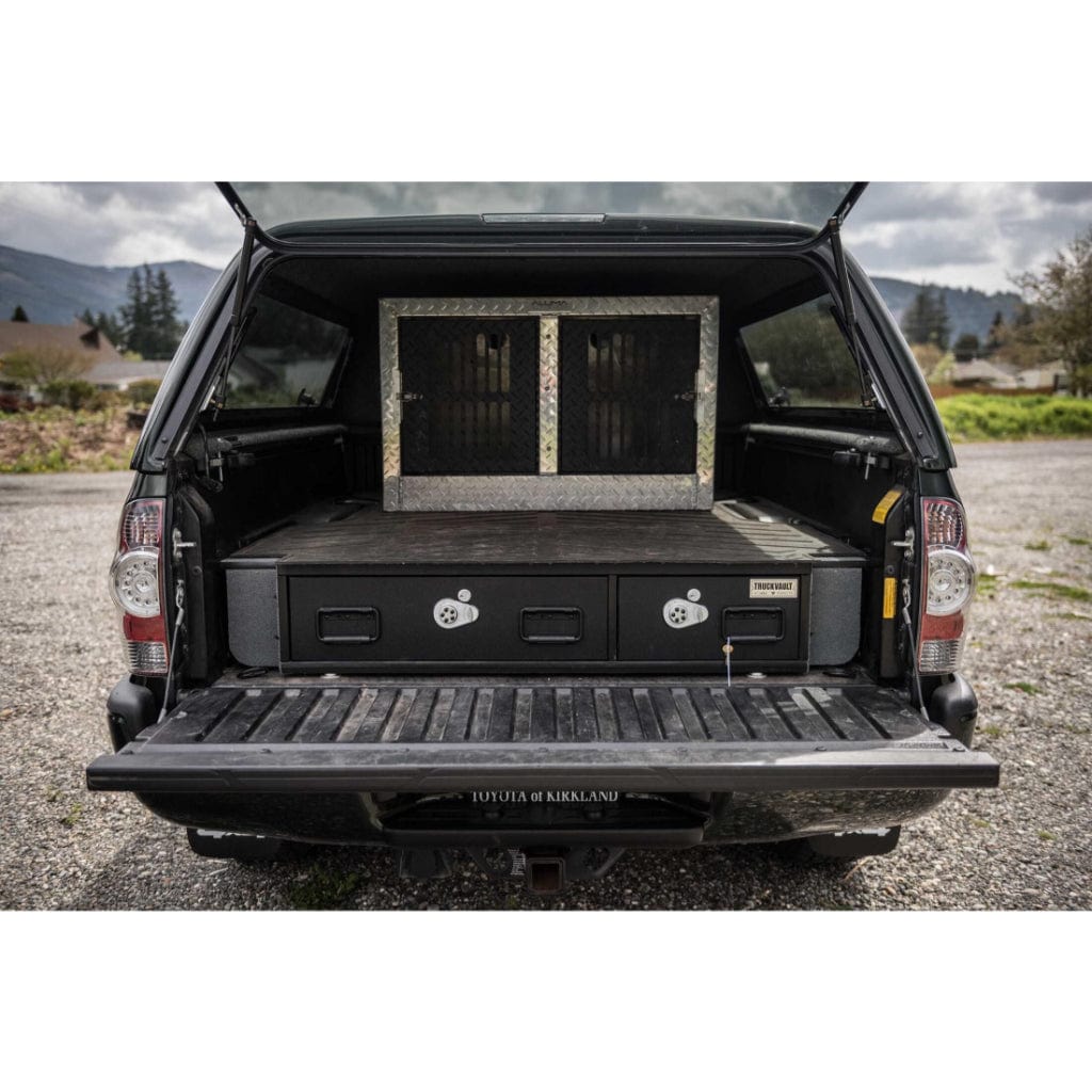 TruckVault 2 Drawer Offset Covered Bed Line for Nissan Frontier (2005-Current) | Combination Lock | 60-40 Split Drawers | 2000 lbs Top Load Capacity