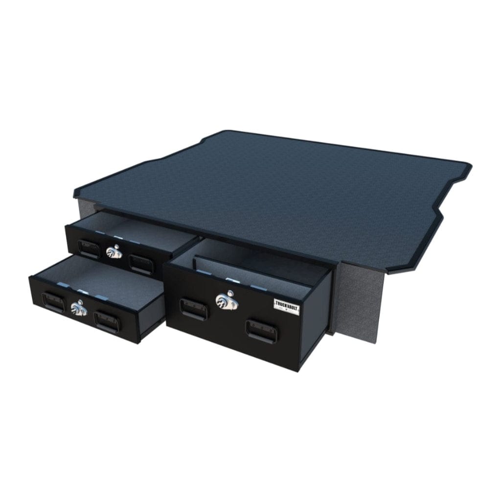 TruckVault 3 Drawer Field Ranger Covered Bed Line for Dodge RAM (2019-Current) | Combination Lock | 2 Shallow & 1 Extra Deep Drawer | 300 lbs Drawer Capacity