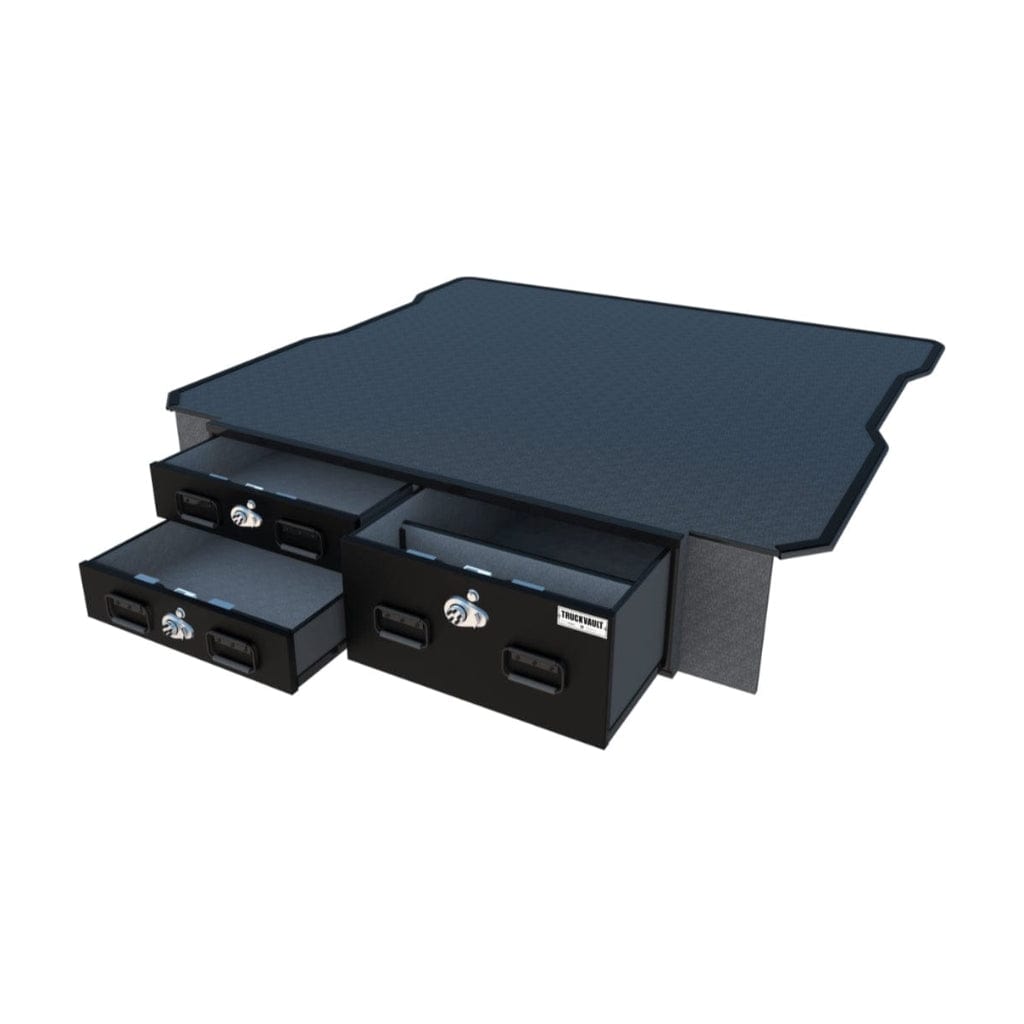 TruckVault 3 Drawer Field Ranger Covered Bed Line for Toyota Tacoma (2005-2020) | Combination Lock | 2 Shallow & 1 Extra Deep Drawer | 300 lbs Drawer Capacity