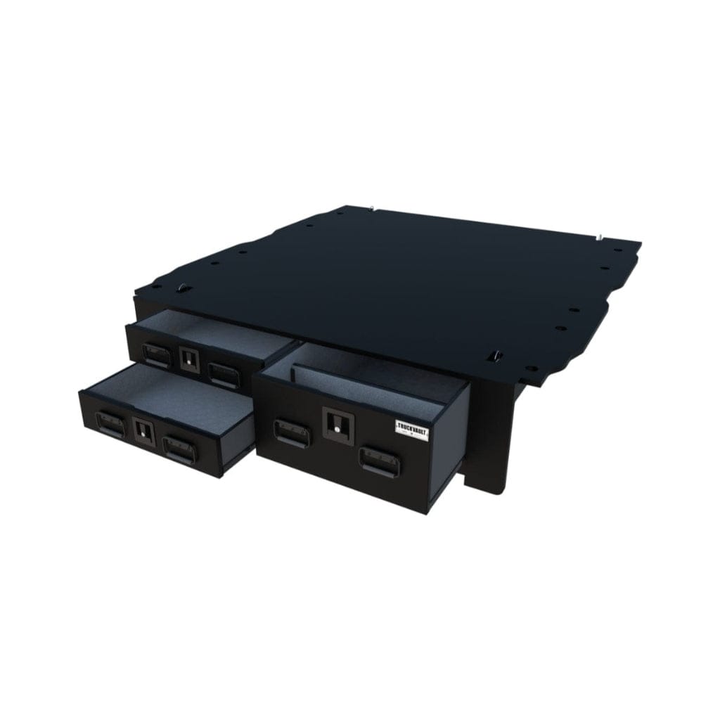 TruckVault All-Weather 3 Drawer Field Ranger for Jeep Gladiator (2020-Current) | Heavy Duty Weatherproof Exterior | 2 Shallow & 1 Extra Deep Drawer | 300 lbs Top Load Capacity