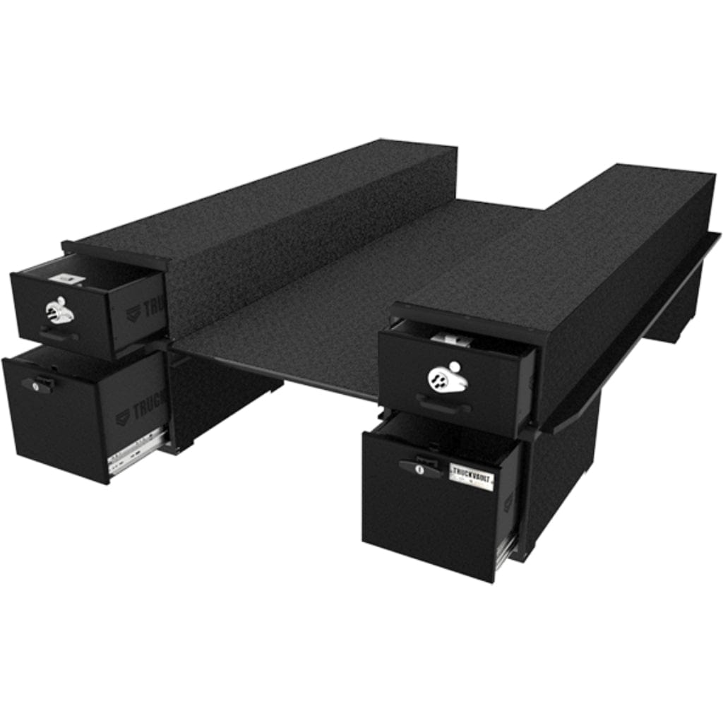 TruckVault Base Camp 4 Pick Up Series | 2 Full Length & 2 Small Drawers | Removable 1-Person Sleeping Platform