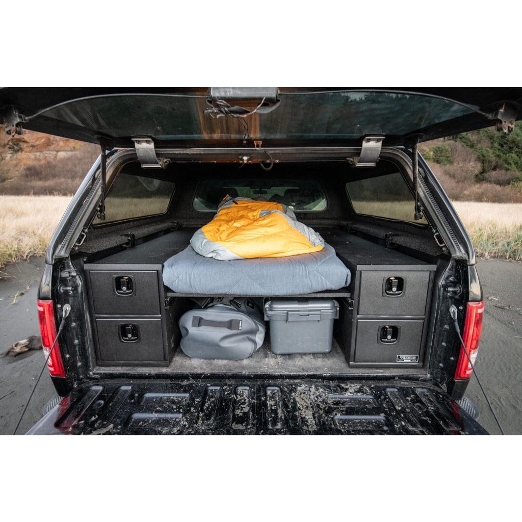 TruckVault Base Camp 4 Pick Up Series | 2 Full Length & 2 Small Drawers | Removable 1-Person Sleeping Platform