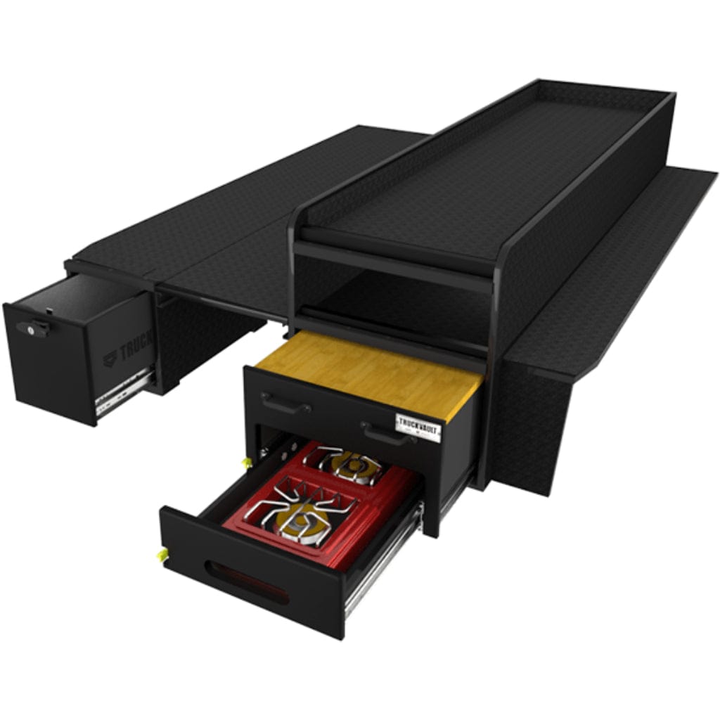 TruckVault Base Camp 5 Pick Up Series | Camp Kitchen Pullout | Removable 1-Person Sleeping Platform
