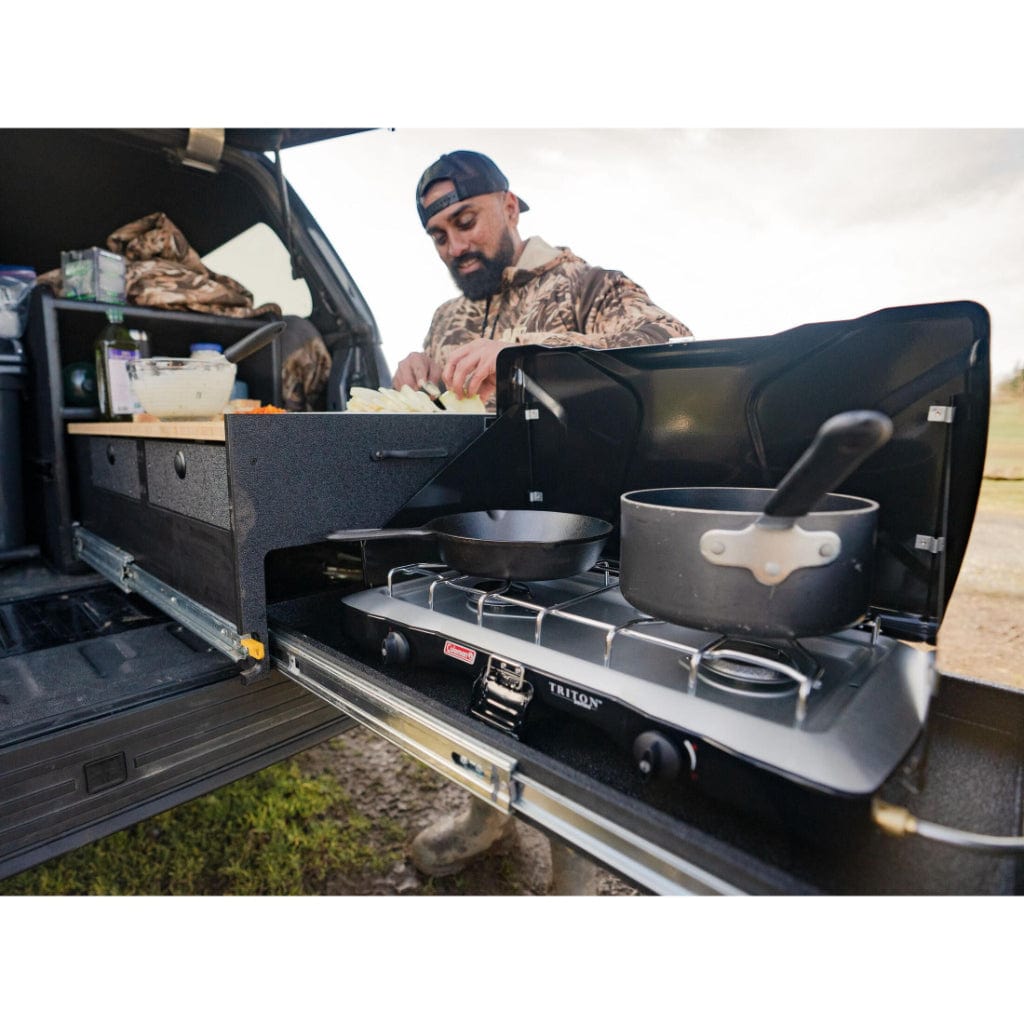 TruckVault Base Camp 5 Pick Up Series | Camp Kitchen Pullout | Removable 1-Person Sleeping Platform