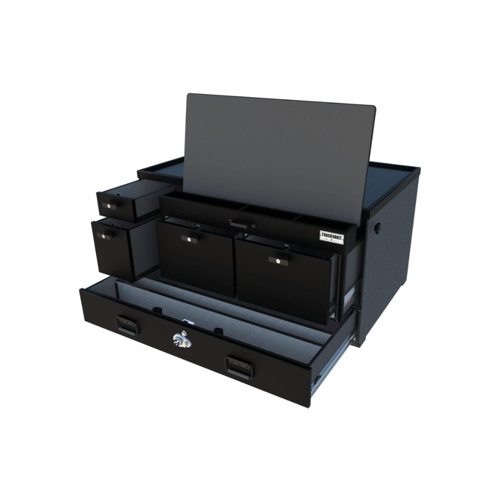 TruckVault Chief Commander Line SUV Series | 2 File Drawers & 1 Weapons Storage Drawer | 2 Storage Drawers | Magnetic Map Board