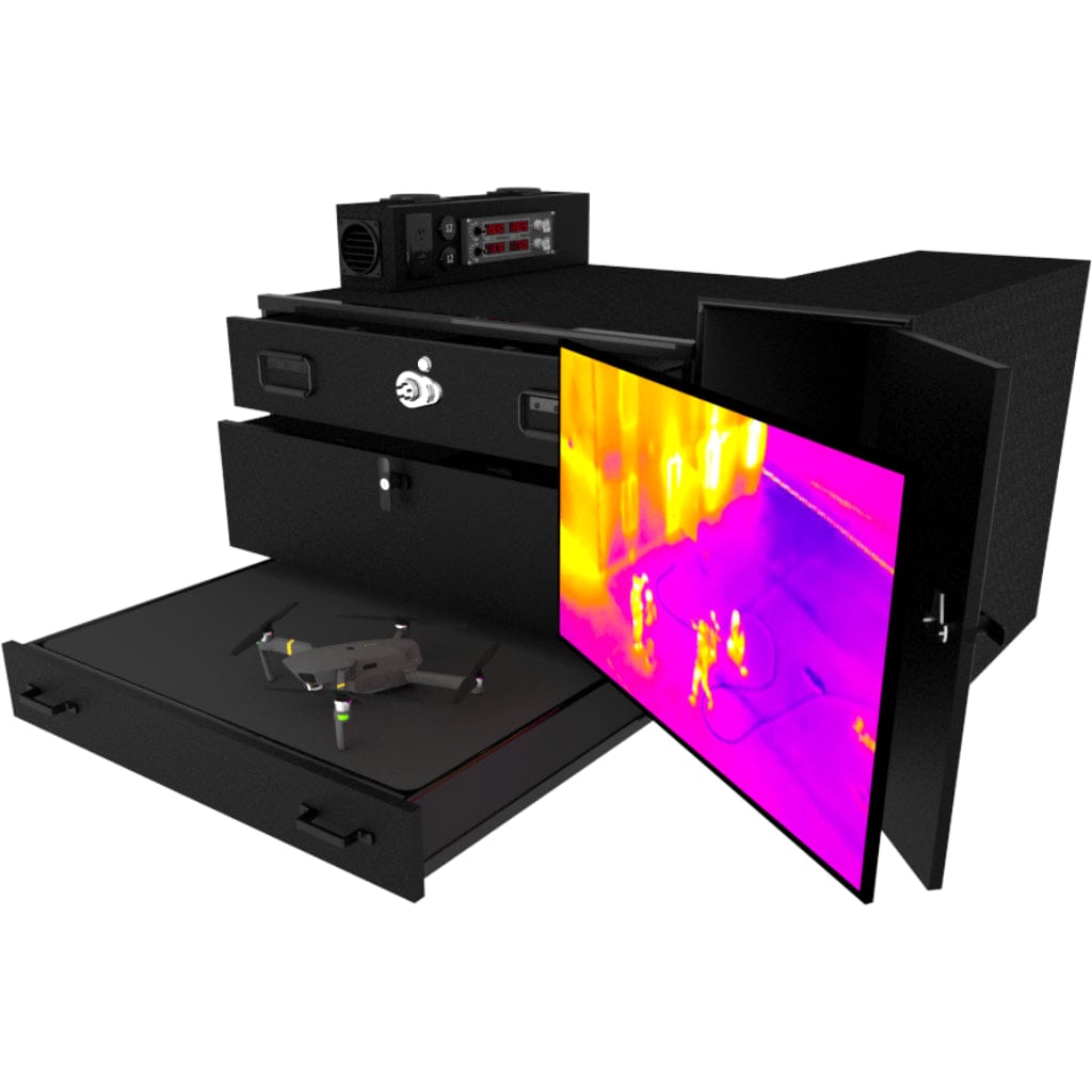 TruckVault Drone Responder 7 SUV Drone Responder Line | 1 Drone & 1 Parts Storage Drawer | Radio Panel with Power Outlets | In-drawer TTP Power