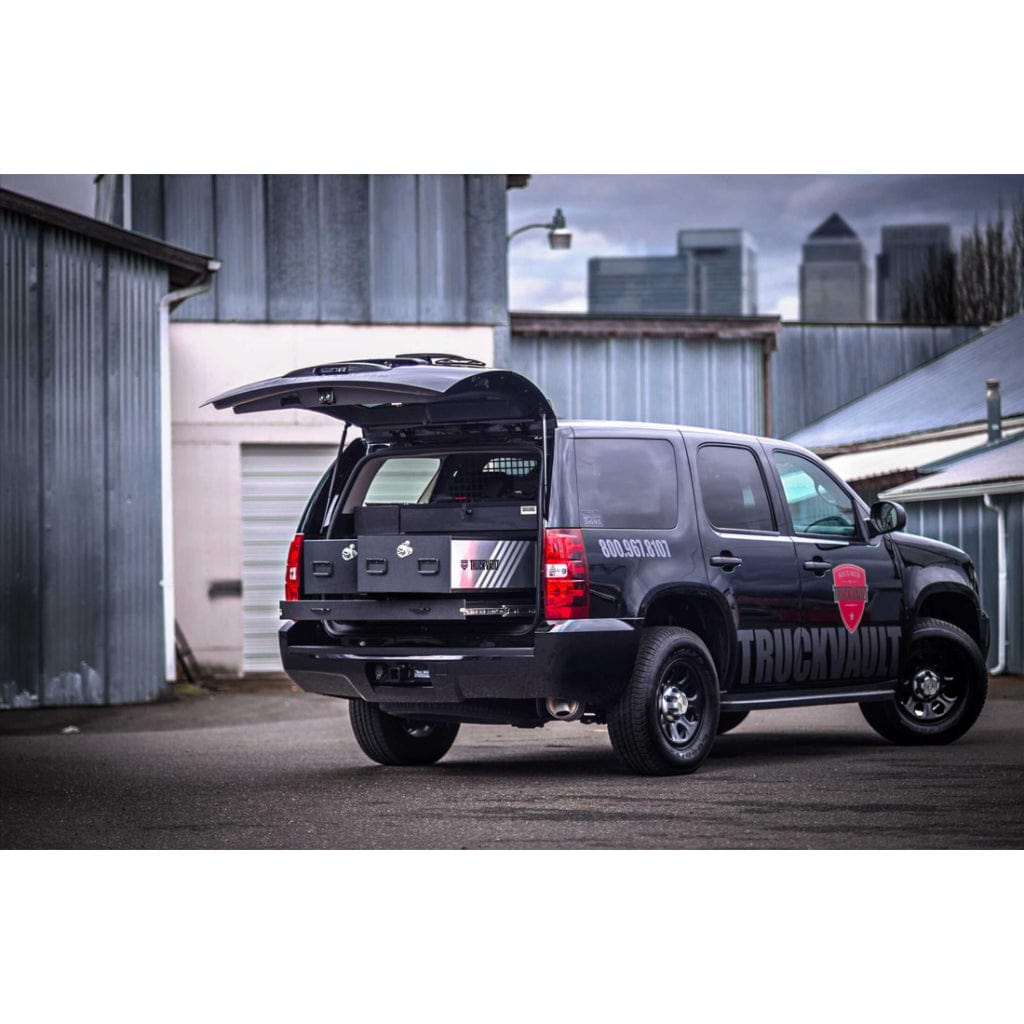 TruckVault Special Ops Commander Line SUV Series | 2 Magnum Storage Drawers &amp; 1 Weapons Drawer | Magnetic Cupboard | Pullout Table Extension
